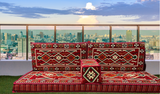 Arabian Majlis, Divan Set (Floor Cushions)  Red Rhombus