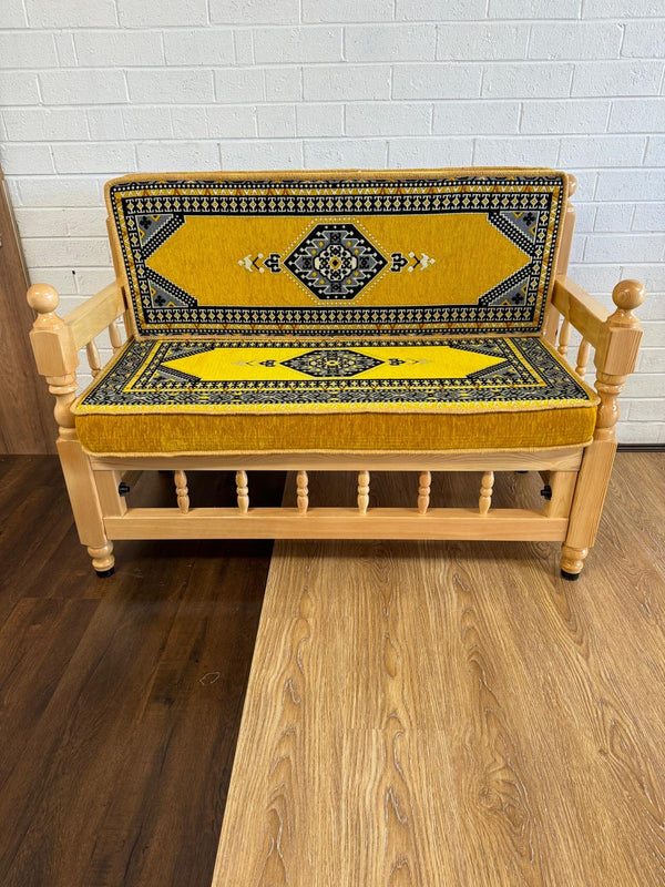 Double Sedir Cushion Yellow Palace with Chair