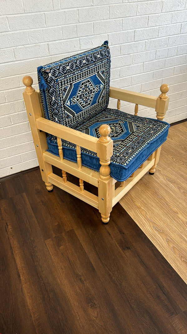 Single cushion set blue palace with chair