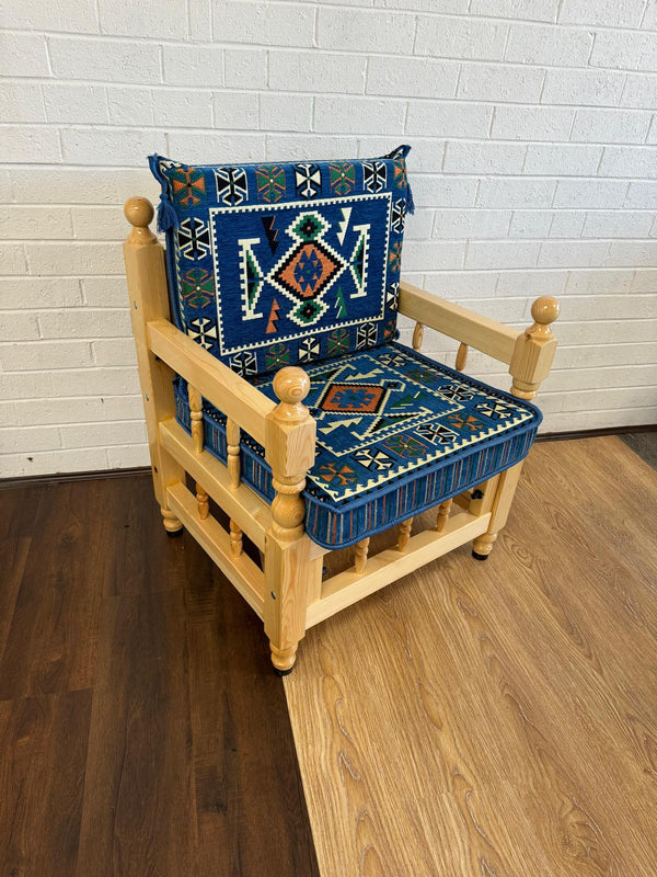Single Cushion set Blue Rhombus with Chair