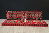 Arabian Majlis, Divan Set (Floor Cushions)  Red-Authentic