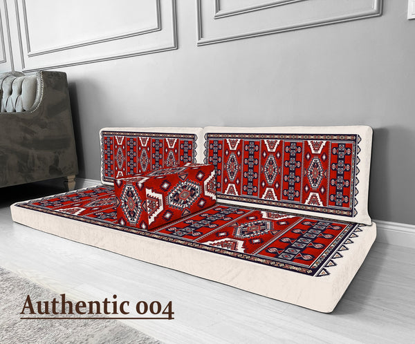 Arabian Majlis, Divan Set (Floor Cushions) Red White Heritage Elegance Majlis