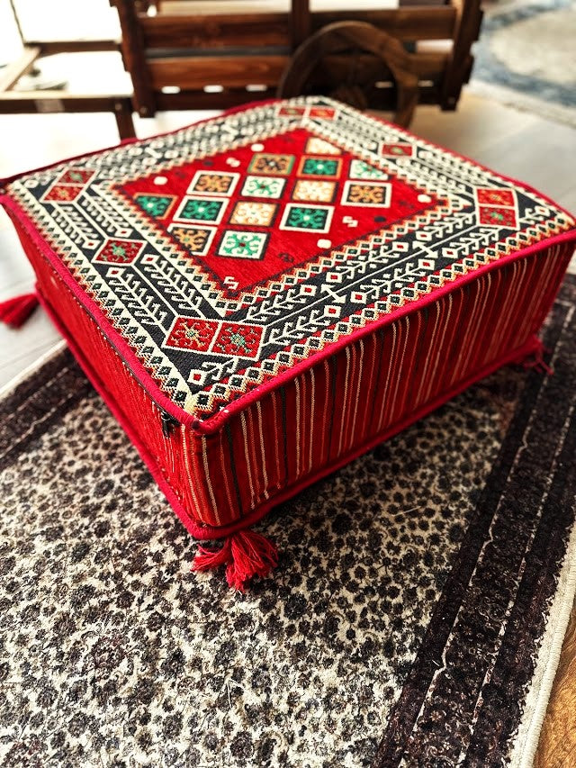 Ottoman Floor Cushion 60x60 Red Authentic