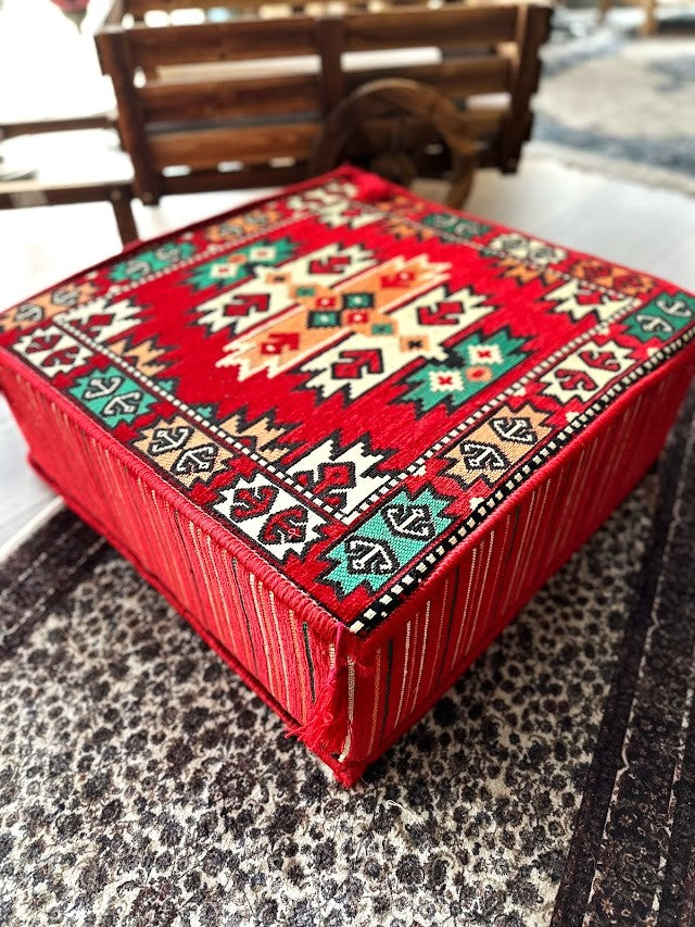 Ottoman Floor Cushion 60x60 Red Oriental