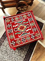 Ottoman Floor Cushion 60x60 Red Rhombus