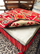 Ottoman Floor Cushion 60x60 Red Rhombus