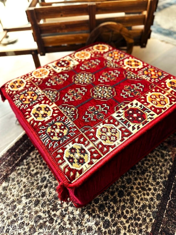 Ottoman Floor Cushion 60x60 Dark Red Elegance