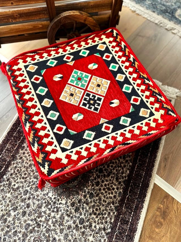 Ottoman Floor Cushion 60x60 Red Square