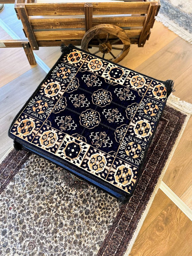 Ottoman Floor Cushion 60x60 Navy Elegance