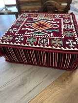 Ottoman Floor Cushion 60x60 Maroon Rhombus