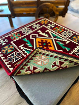 Ottoman Floor Cushion 60x60 Maroon Rhombus