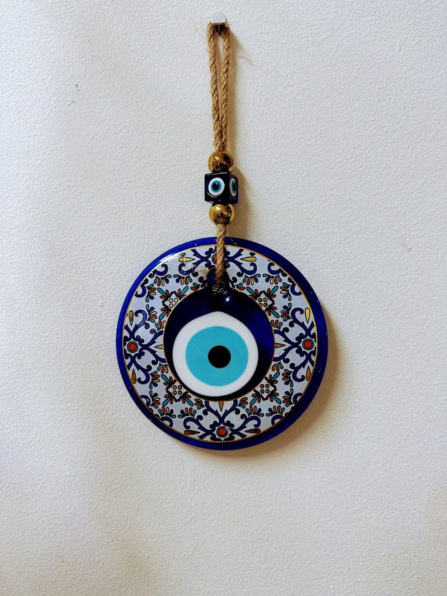 Evil Eye Hanging 13 cm Painting White