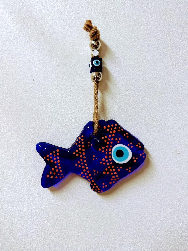 Evil Eye In Shape Of Fish Painting Orange Dot