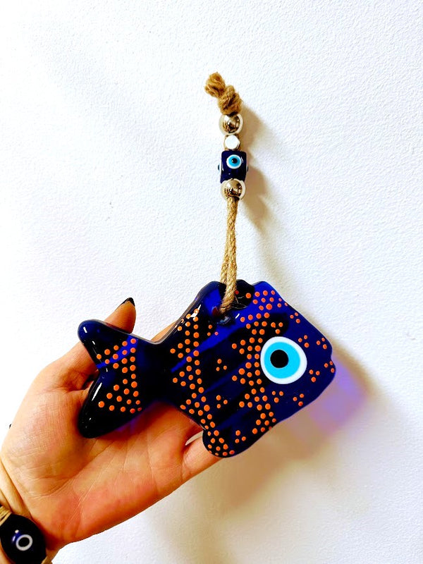 Evil Eye In Shape Of Fish Painting Orange Dot