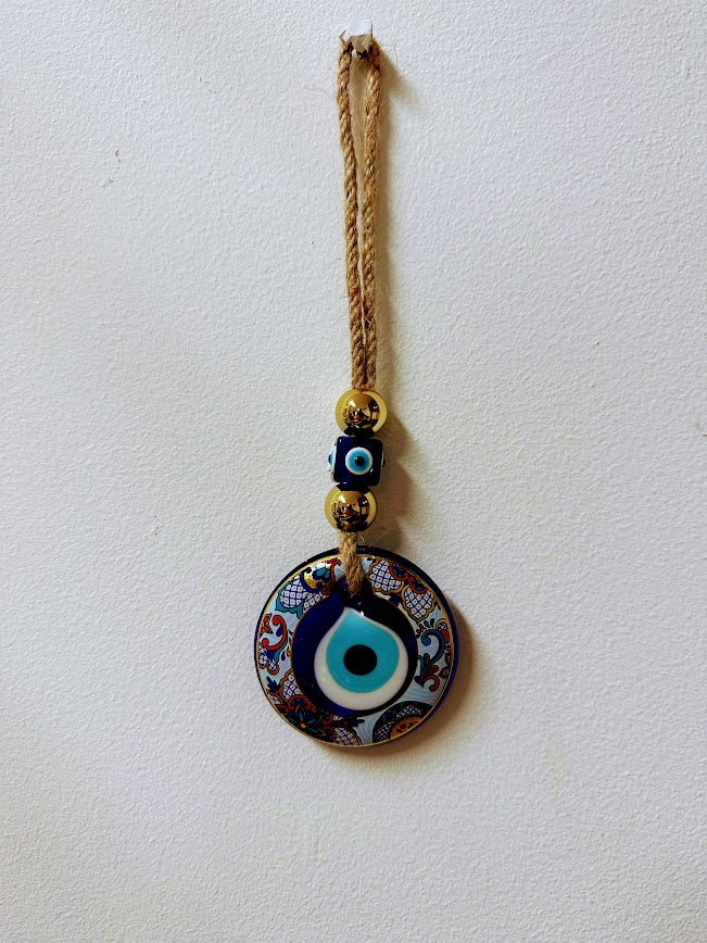 Evil Eye Hanging 8 cm Painting White