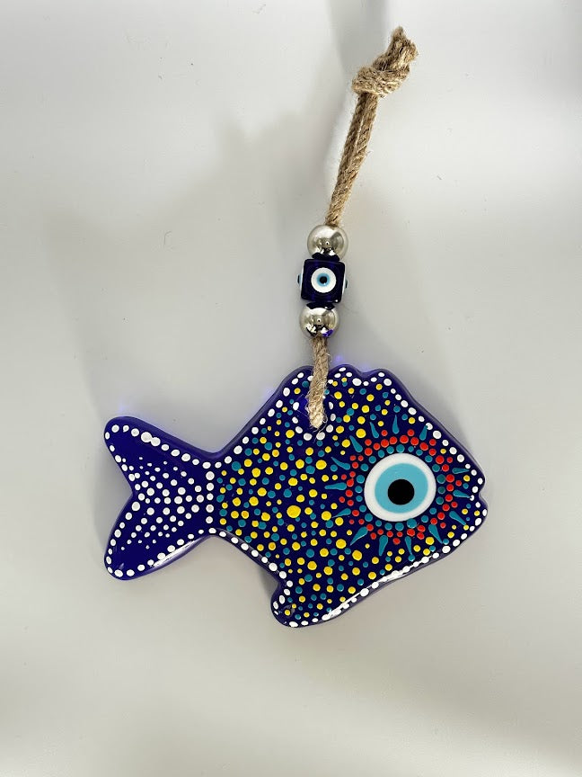 Evil Eye In Shape Of Fish Painting Yellow