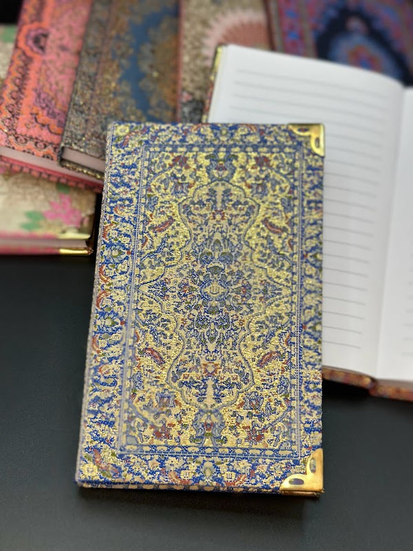 Handmade Fabric Notebook S - Gold Blue