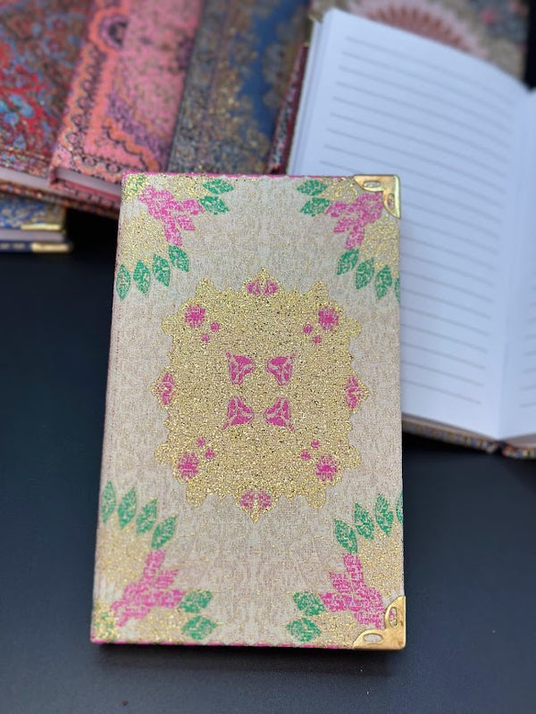 Handmade Fabric Notebook S - Gold Beige