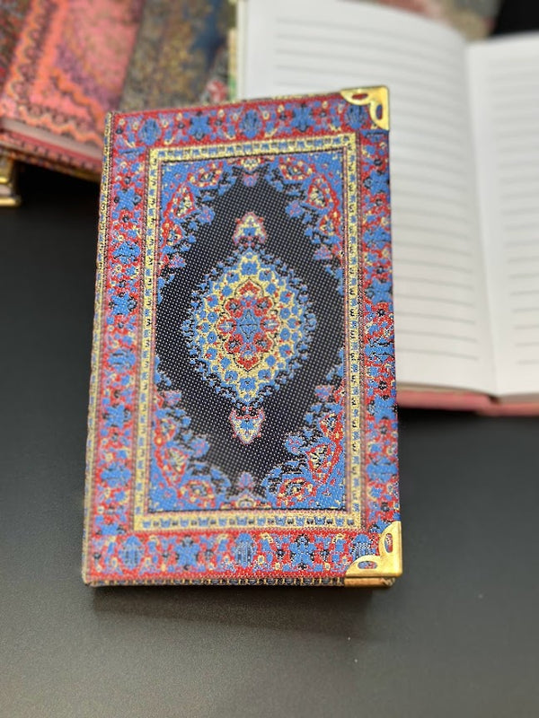 Handmade Fabric Notebook S - Red Navy