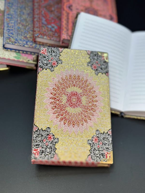 Handmade Fabric Notebook S - Gold