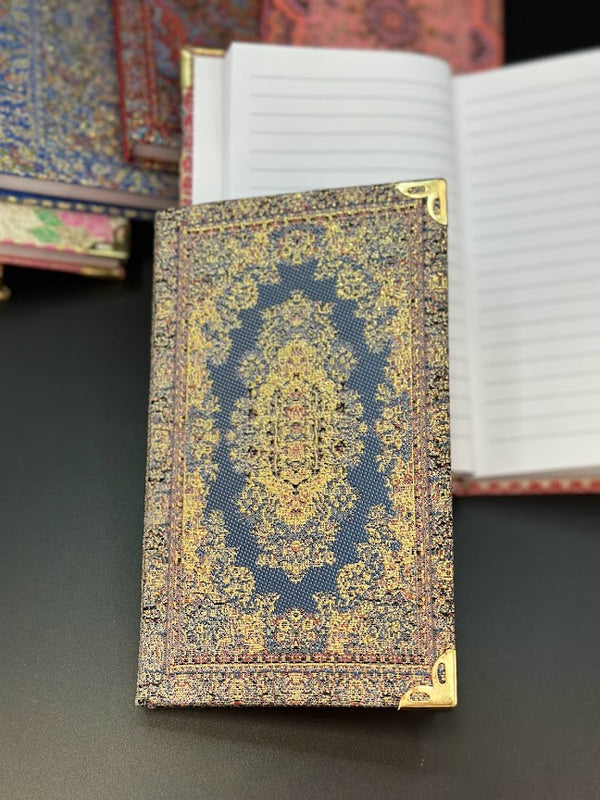Handmade Fabric Notebook S - Blue Gold
