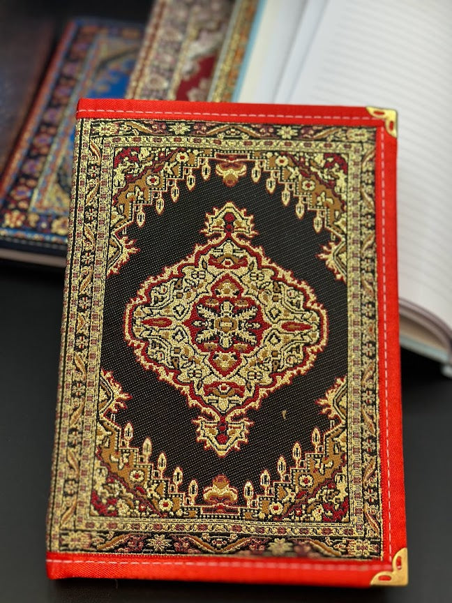 Handmade Fabric Notebook L - Black Red