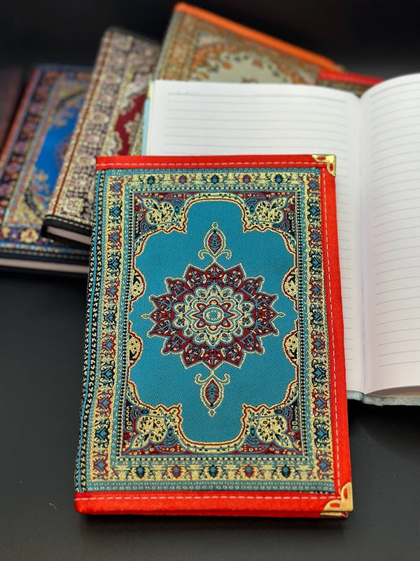 Handmade Fabric Notebook L - Blue Orange