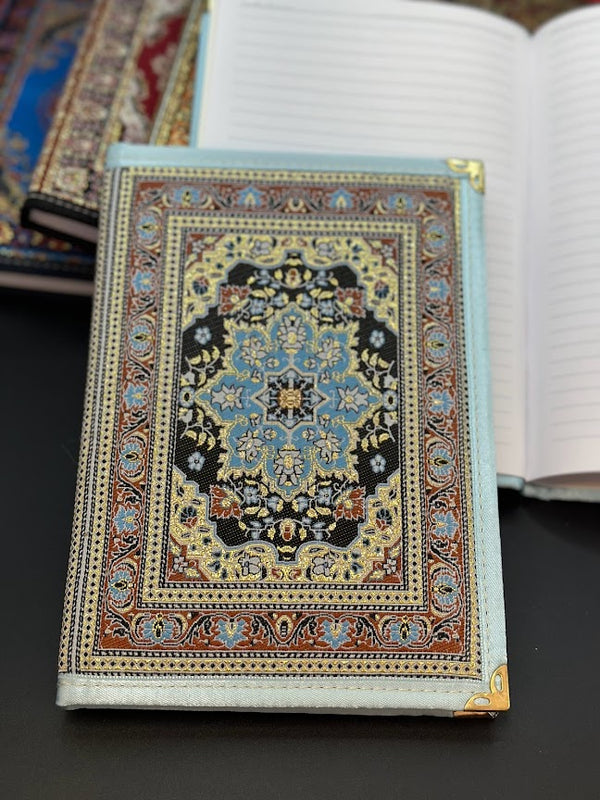 Handmade Fabric Notebook L - Blue Gold