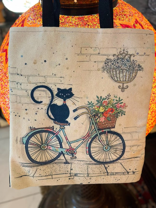 Chamois Shoulder Bag Cat on the Bicycle