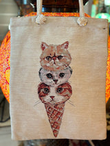 Cotton Shoulder Bag Cats on the Cornet