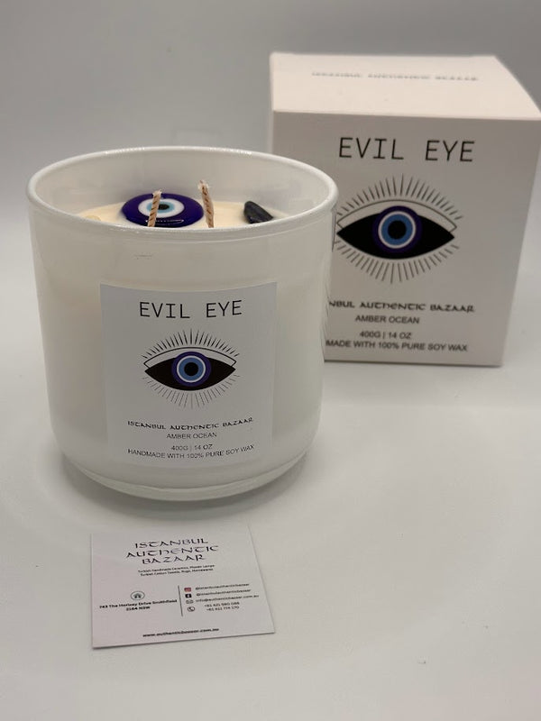 Evil Eye Protection Candle- Amber Ocean 14 OZ