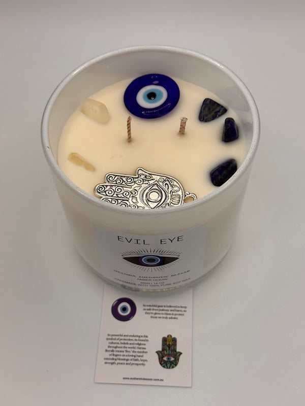 Evil Eye Protection Candle- Amber Ocean 14 OZ