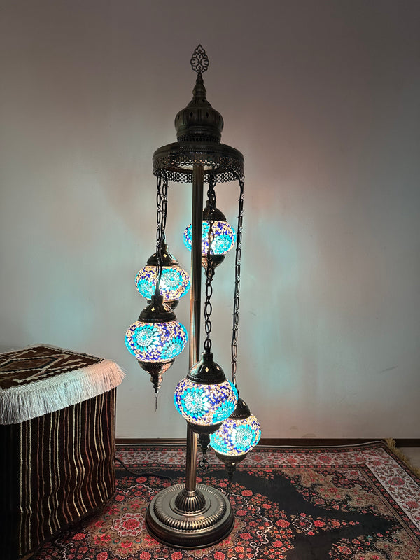 Turkish Floor Lamp with 5 Globes - C3B