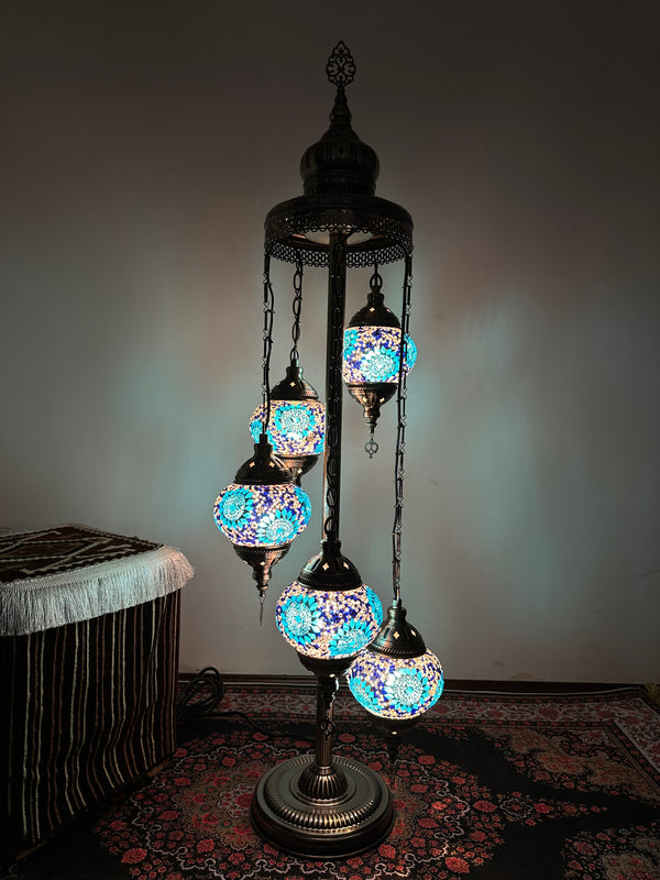 Turkish Floor Lamp with 5 Globes - C3B