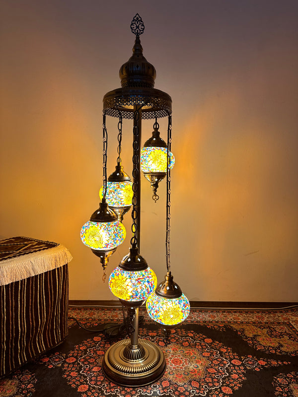 Turkish Floor Lamp with 5 Globes - Ry