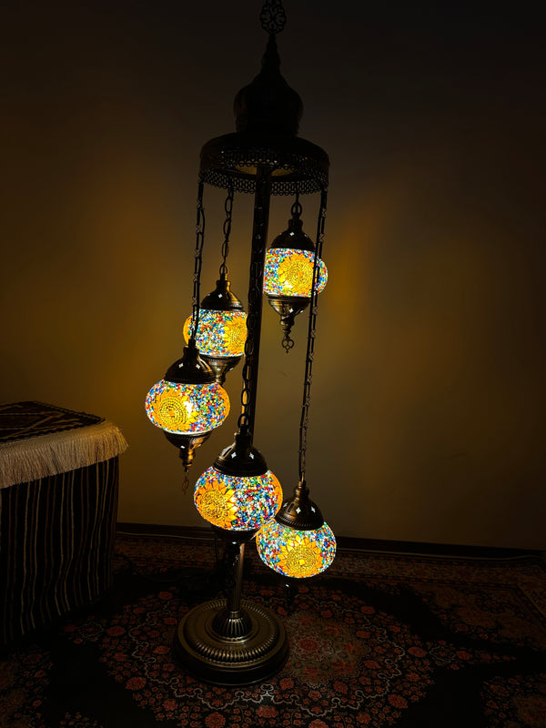 Turkish Floor Lamp with 5 Globes - Ry