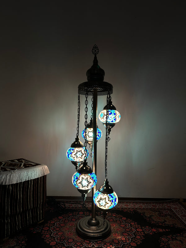 Turkish Floor Lamp with 5 Globes - Sbw