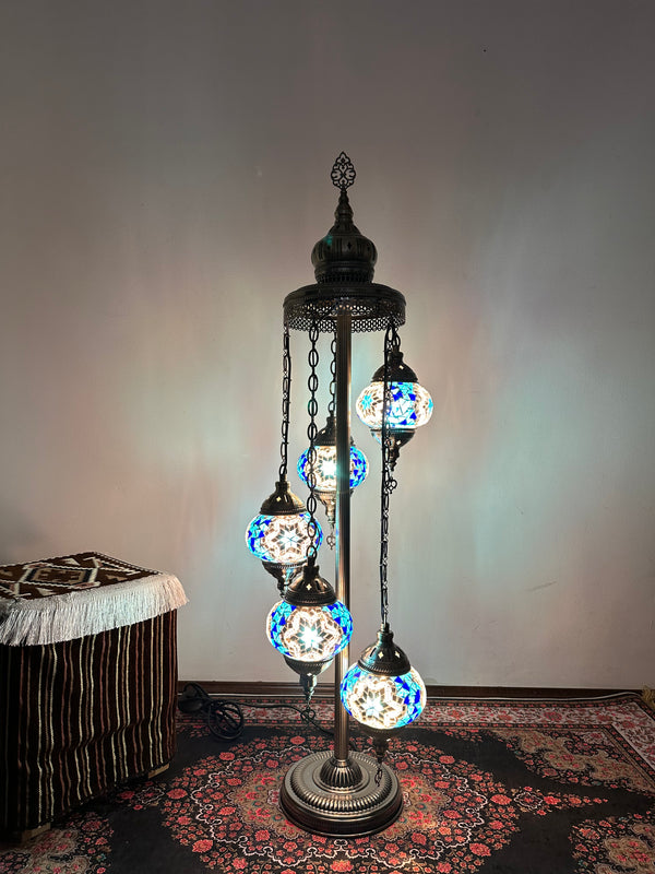 Turkish Floor Lamp with 5 Globes - Sbw