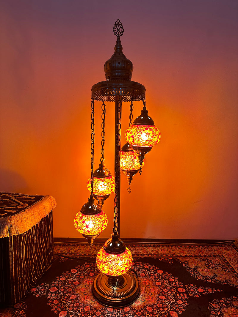 Turkish Floor Lamp with 5 Globes - Fo