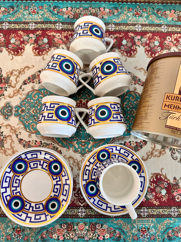 Evil Eye Motif Turkish Coffee Set