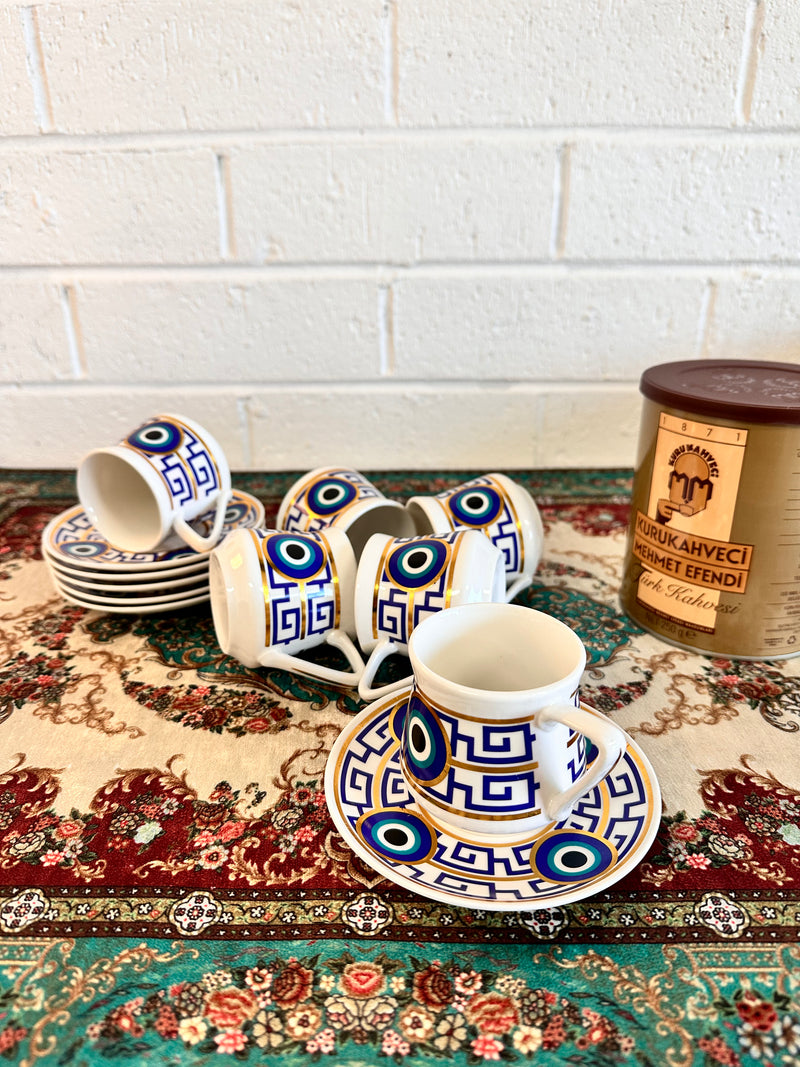 Evil Eye Motif Turkish Coffee Set