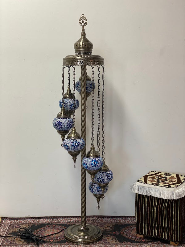 Turkish Floor Lamps- 7 pieces Blue Flowers