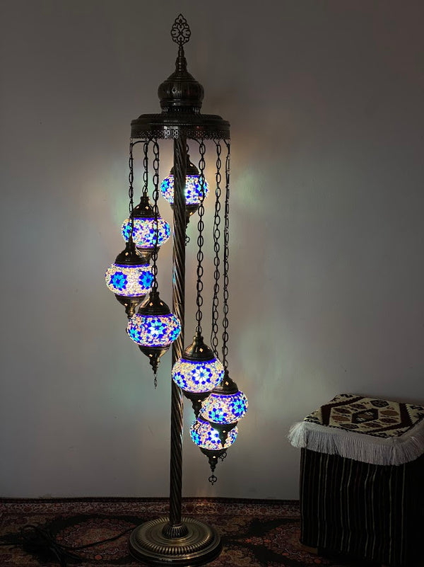 Turkish Floor Lamps- 7 pieces Blue Flowers