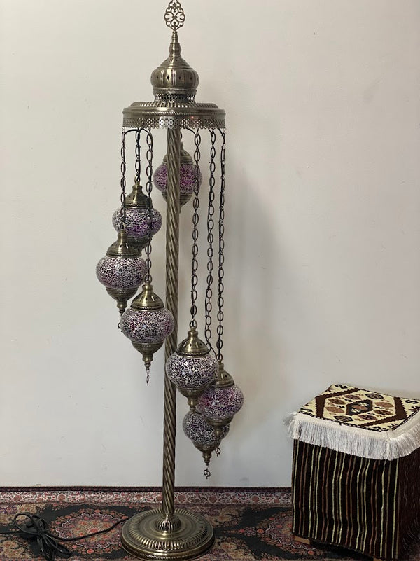 Turkish Floor Lamps- 7 pieces Pink Crackle