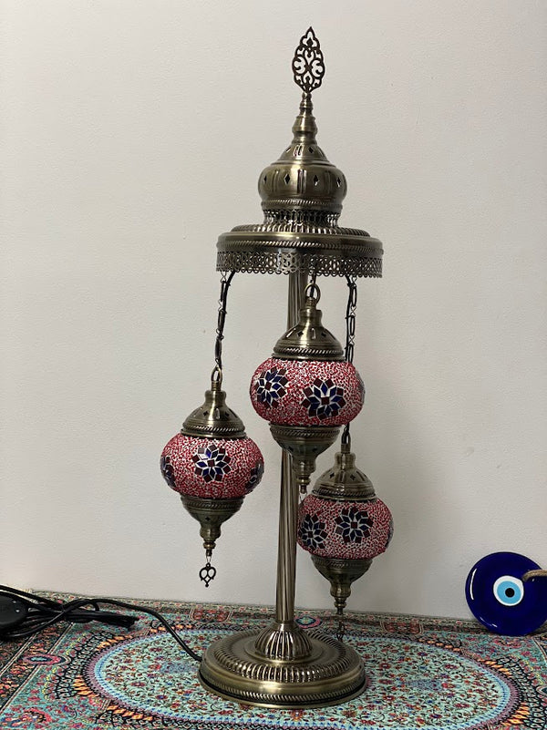 Turkish Floor Lamps 3 pieces - Red-Blue Flower