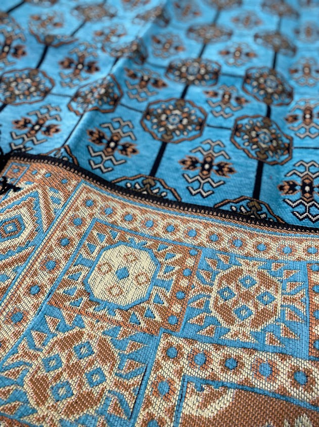 Turkish Cotton Rug Kilim- Turquoise