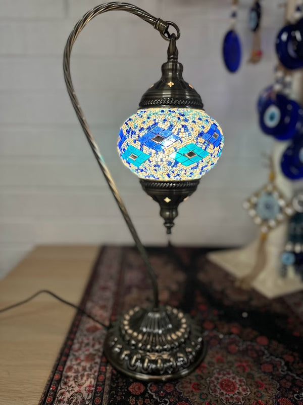 Swan Lamps Mosaics - Blue Diamond