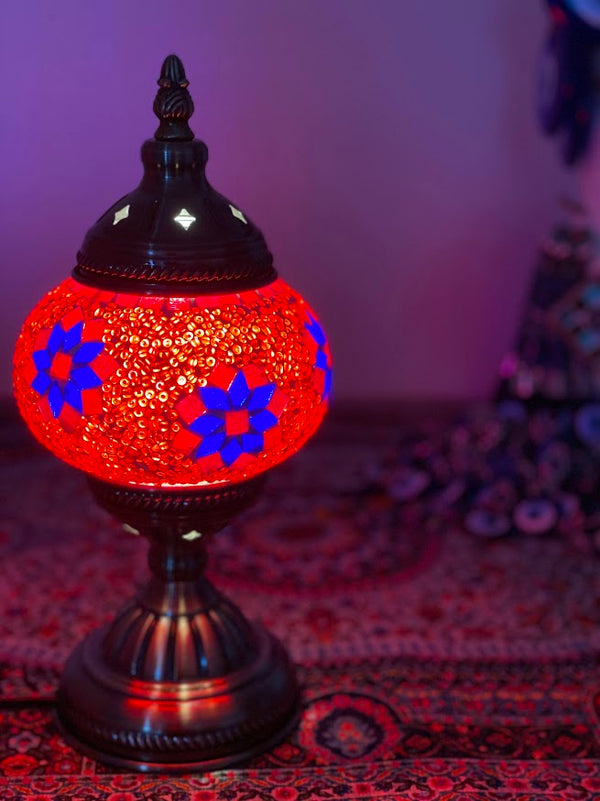 Table Lamps - Red-Blue Flower