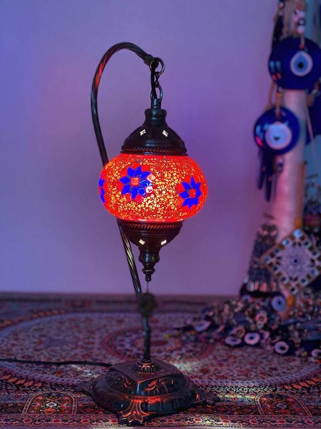 Swan Lamps - Red Blue Flower