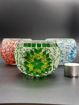 Mosaic Candle Holder White Green
